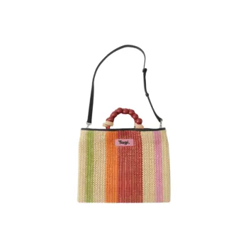 Tagi. ABS Picnic Bag Tote Bag Shopping Bag Shoulder Bag Crossbody Bag Handbag Medium Size Unisex Berry Color Stripe