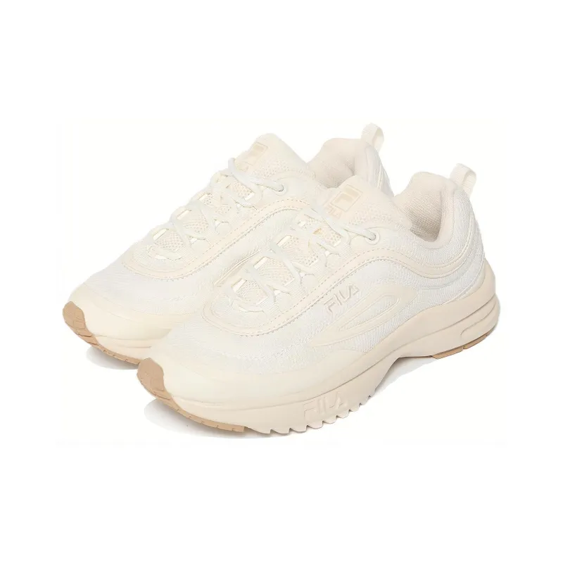 FILA Disruptor Trainer Cushioned Wear Resistant Breathable Low Top Casual Shoes Unisex Beige Yellow-1