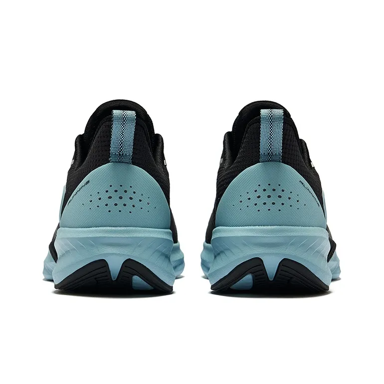 Erke Cushioning Breathable Low Top Sprint Running Shoes Men's Jet Black Nordic Blue-4