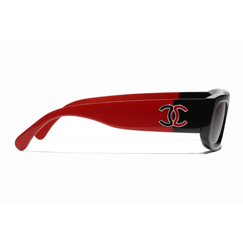 CHANEL Rectangular Sunglasses Unisex Red-2