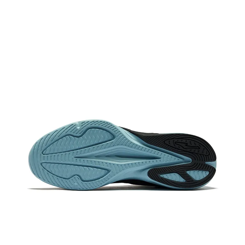 Erke Cushioning Breathable Low Top Sprint Running Shoes Men's Jet Black Nordic Blue-3