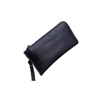 DOSRFINI Genuine Leather Top Grain Cow Leather Clutch Men's Black