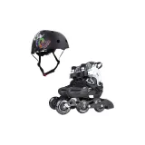 Roller Skates S6T (Black 28-32)+Helmet (Black)