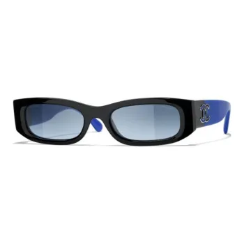 CHANEL Rectangular Sunglasses Unisex Blue