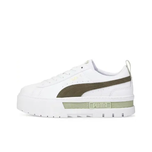 PUMA Maize Wedge Preppy Skateboard Shoes Women's Low-Top White/Green