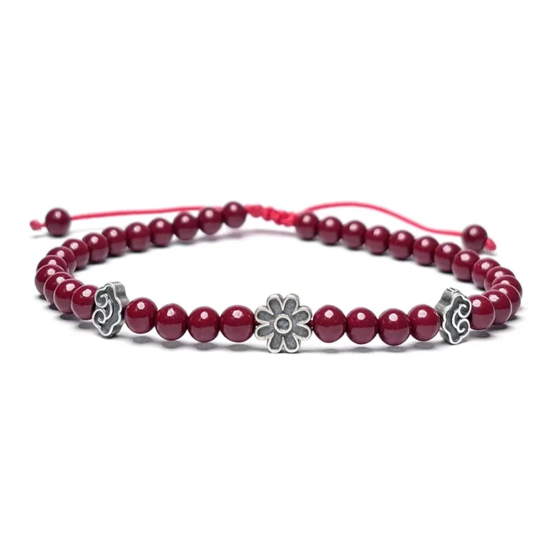 MOUNTAINS AND MANS Reconstructed Cinnabar Auspicious Fortune Beaded Bracelet Unisex-0