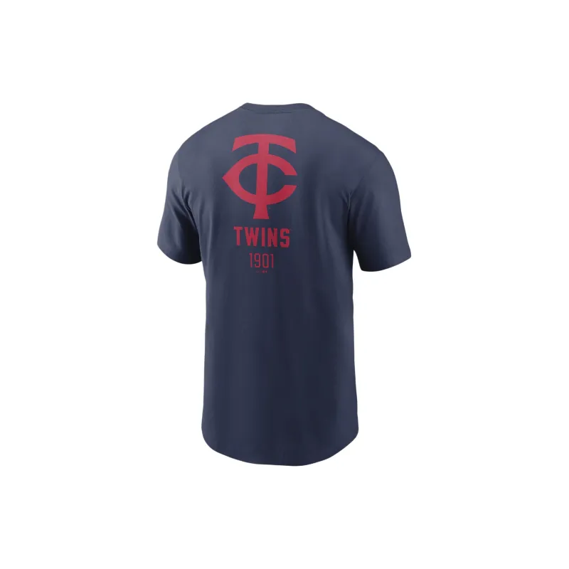 Nike MLB Collaboration Minnesota Twins Large Logo Back Stack T-Shirt Men's Marine Blue-1