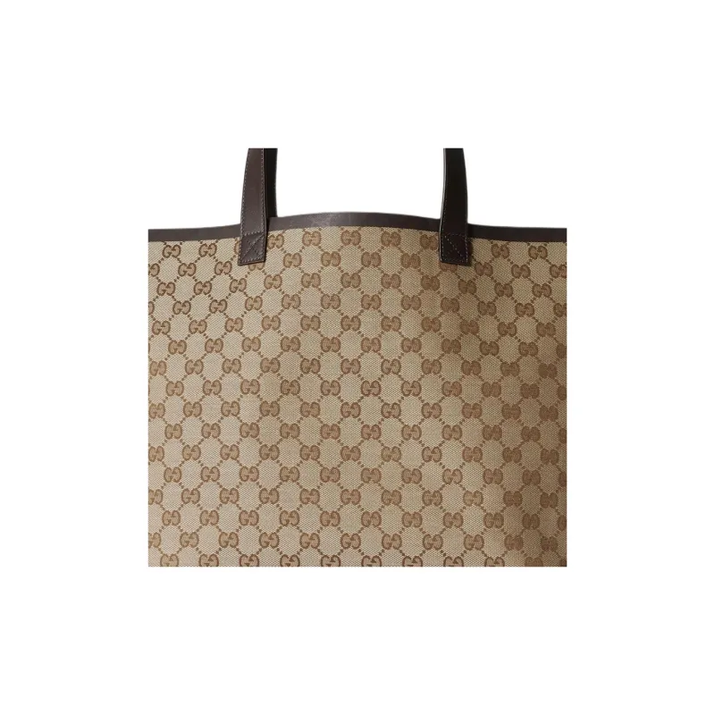 GUCCI Canvas With Leather Canvas Bag, Tote Bag, Shopping Bag, Handbag Medium Size Women's Beige & Ebony-7