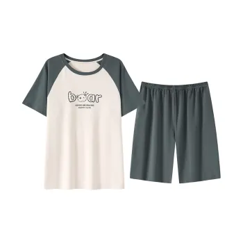Close-fitting Areas Pajama Set Men's Green