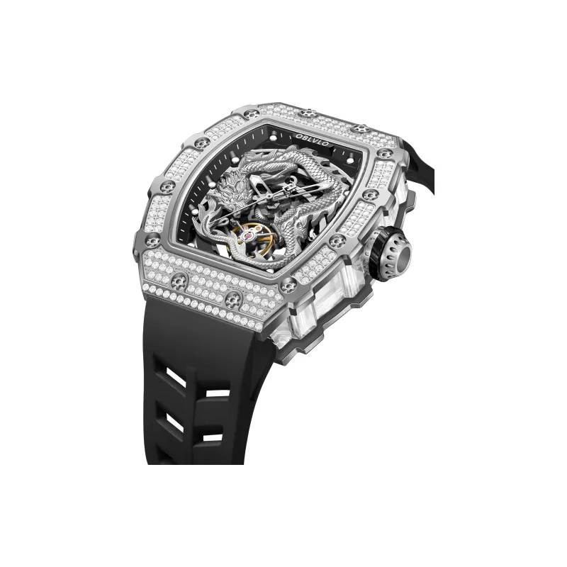 OBLVLO Automatic Mechanical Movement Watch Men's Watches Silver Dial-12