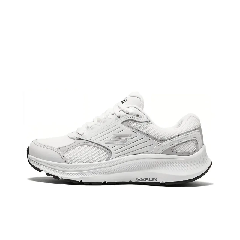 Skechers Go Run Consistent 2.0 Cushioning Wear Resistant Low Top Running Shoes Women's White Silver-0
