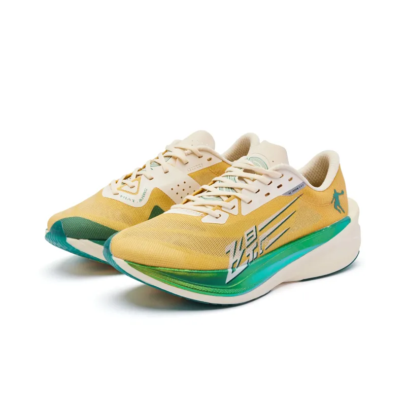 QIAODAN Flying Shadow PB4.0 Running Shoes Women's Low Top Marigold Yellow/Pale Green-2