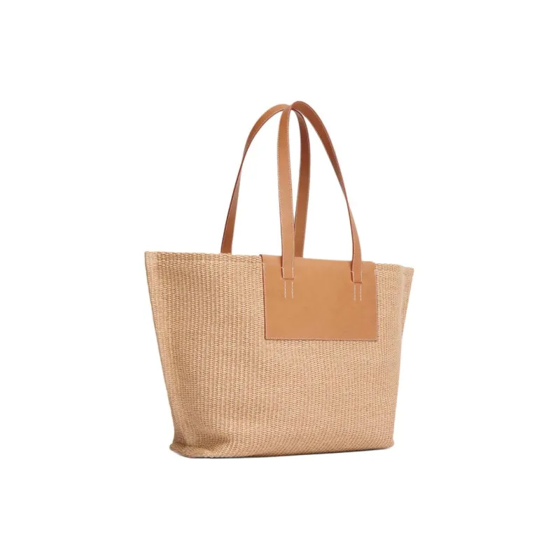 MANSUR GAVRIEL Raffia With Plant Tanned Leather Tote Bag Shopping Bag Handbag Women's Natural-1