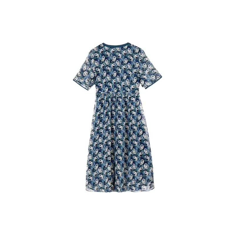 Mapping Short Sleeved Dresses Women's Blue-1