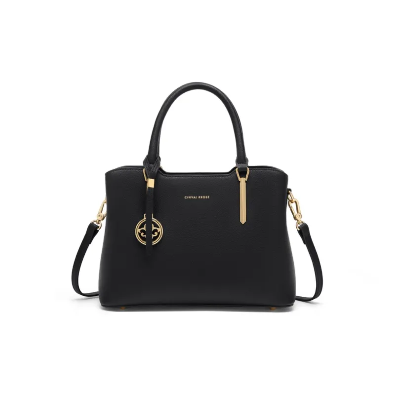 Simvay Clos Cow Leather With Synthetic Leather Mom's Handbag Shoulder Bag Tote Medium Size Women's Black/Ecru-1