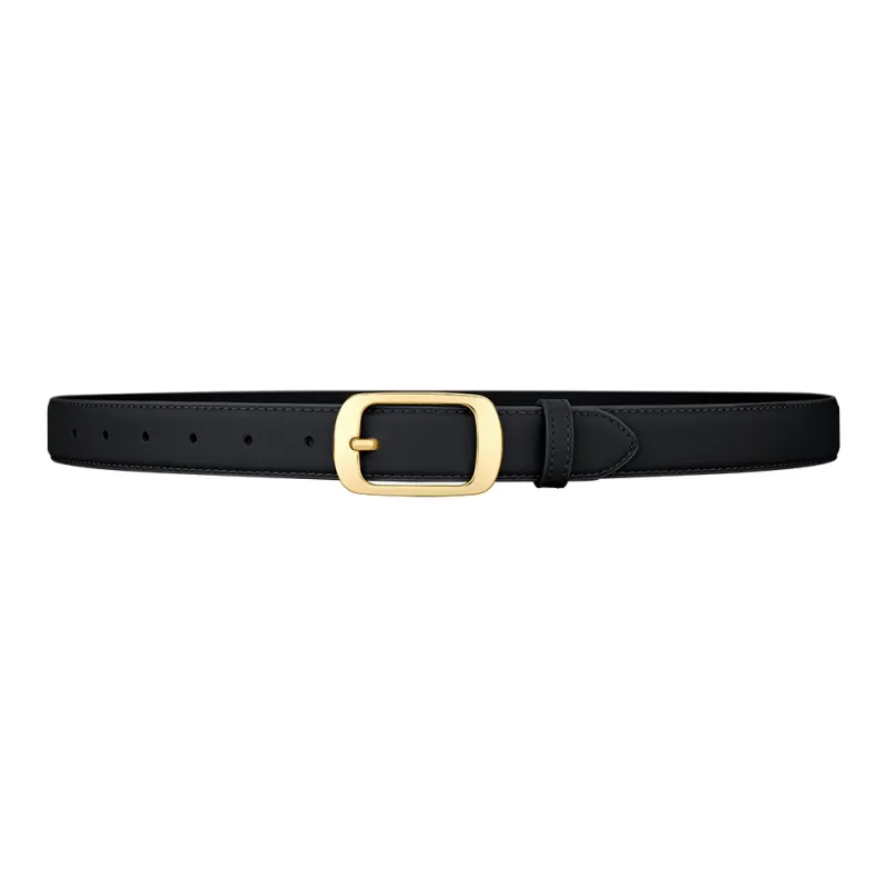 WilliamPOLO Cow Leather Leather Belts Women's Black Width 2.8cm-2