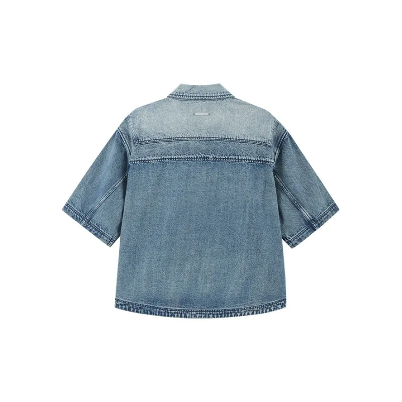 NPC Denim Shirt Shorts Set For Men-Distressed Unisex-5