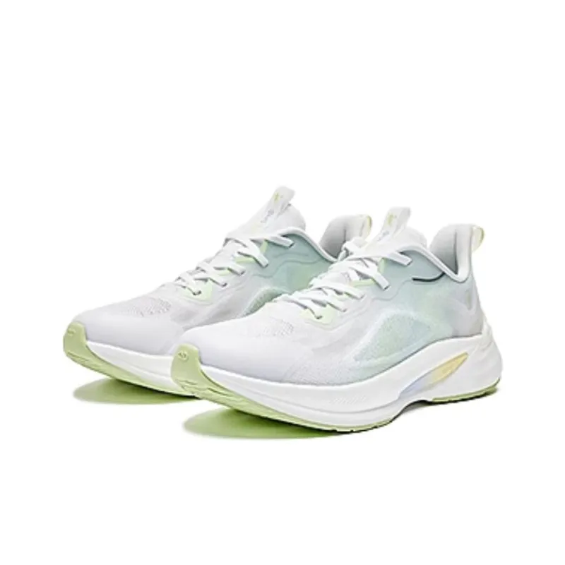 QIAODAN Windy 13 Durable Breathable Low-Top Running Shoes Women's Green White-2