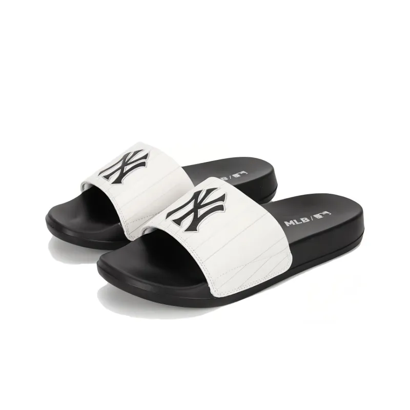 MLB Slipper Abrasion Resistant Slide Slippers Unisex Black Beige-2