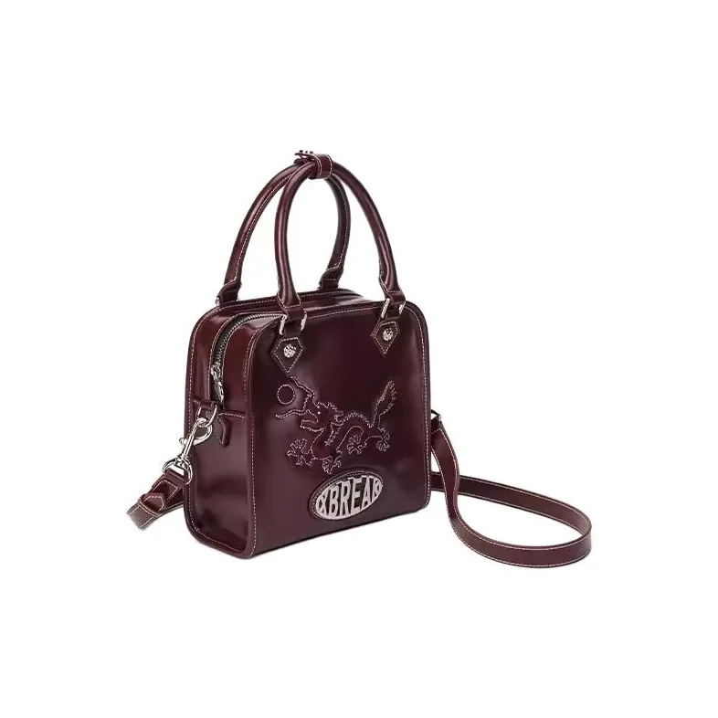 Xbreak Split Cow Leather Shoulder Bag, Crossbody Bag, Handbag Trumpets Women's Burgundy-2