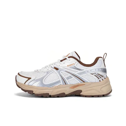 Kappa Anti Slip Wear Resistant Breathable Lightweight Low Top Chunky Sneakers Unisex Classic White/Silver