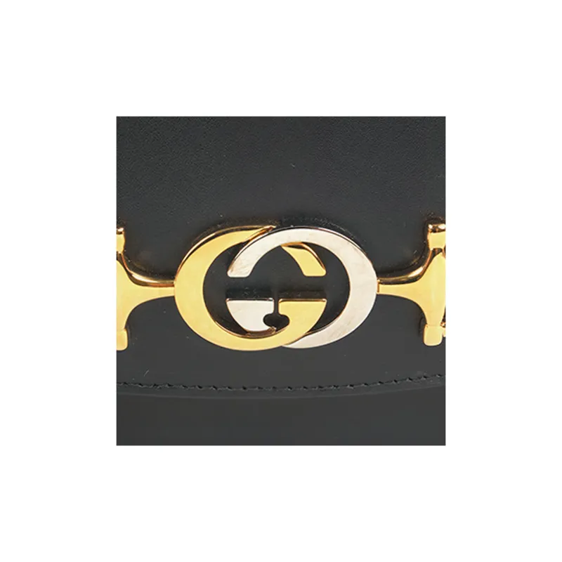GUCCI Zumi Cow Leather One Shoulder Handbag Small Size Women's Black-4