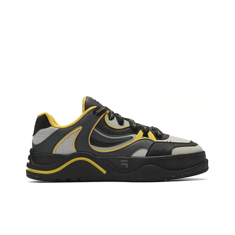 FILA FUSION 50 50 Cushioned Slip Resistant Low Top Skateboard Shoes Men's Black Gray Color-1