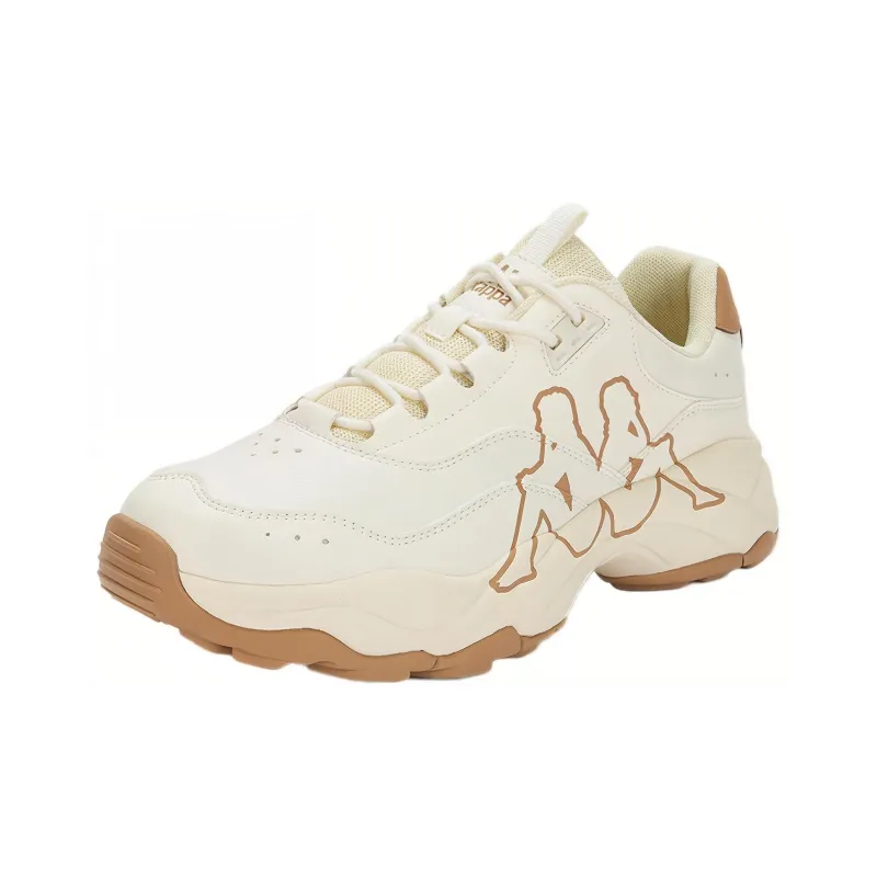 Kappa Anti Slip Wear Resistant Low Top Chunky Sneakers Unisex White Brown-1