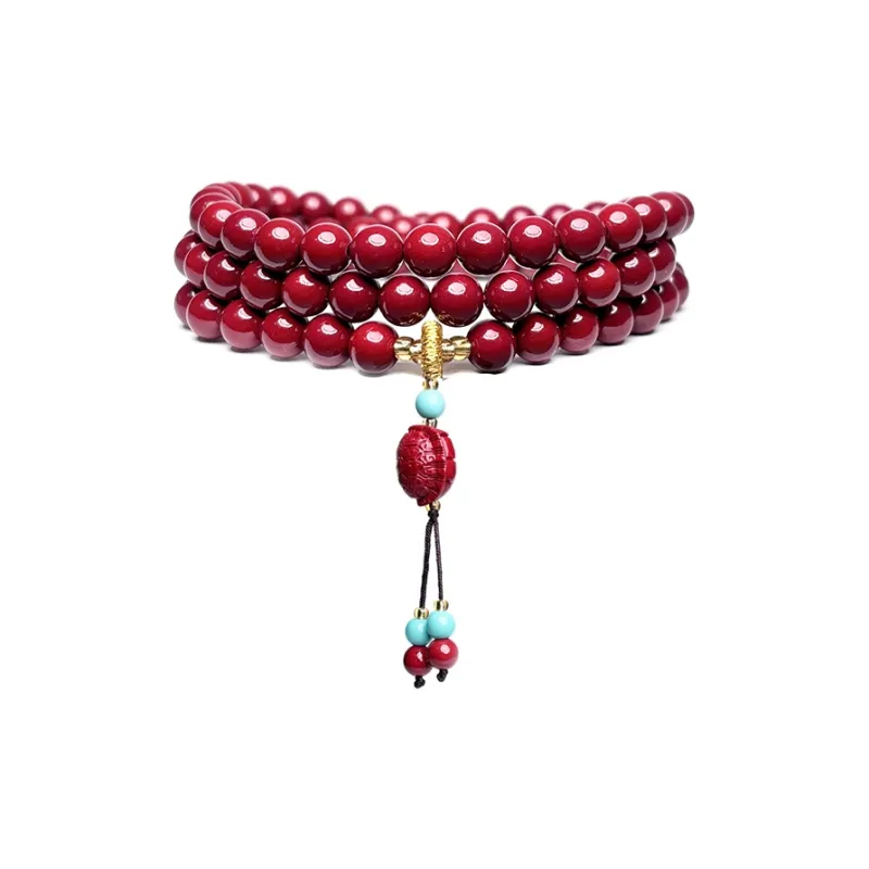 MOUNTAINS AND MANS Reconstructed Cinnabar Auspicious Fortune Beaded Bracelet Unisex-10
