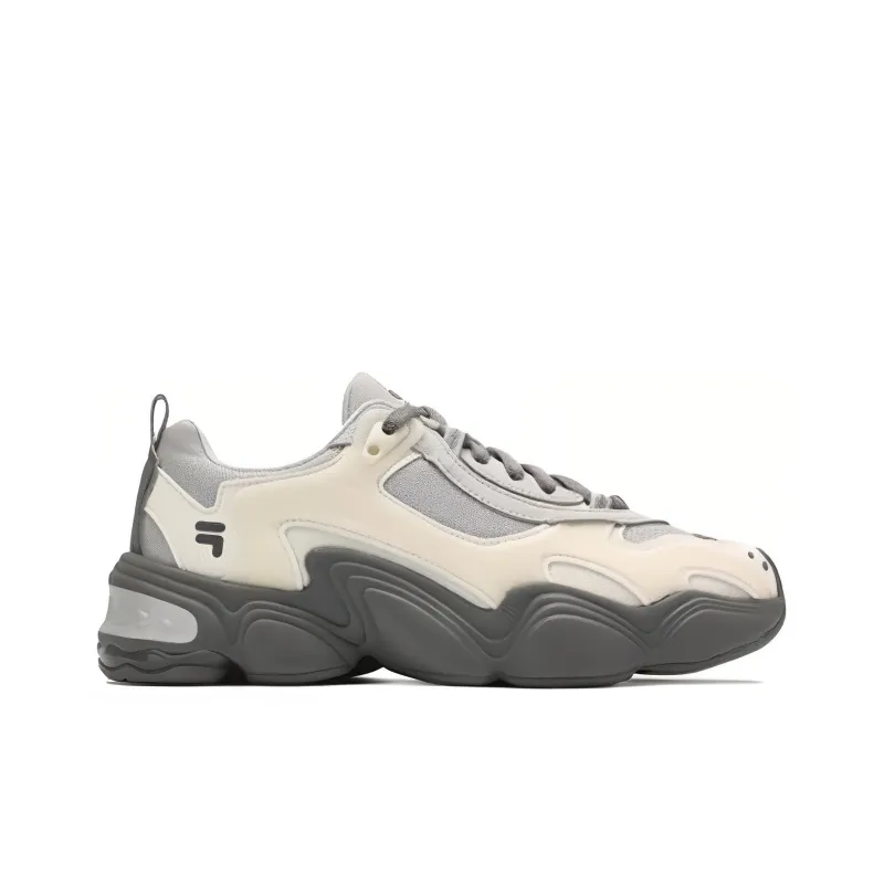 FILA FUSION TENACITY Slip Resistant Breathable Supportive Lightweight Low Top Chunky Sneakers Women's Gray White-1