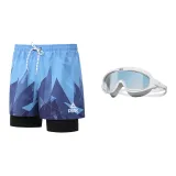 Blue Swimming Shorts+White Swim Goggles