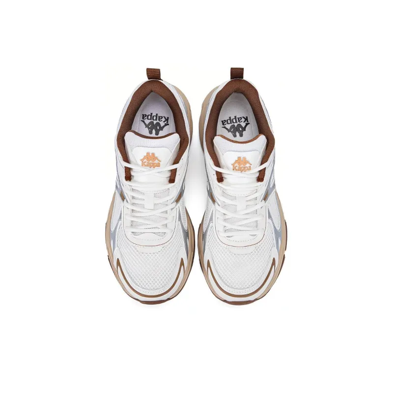 Kappa Anti Slip Wear Resistant Breathable Lightweight Low Top Chunky Sneakers Unisex Classic White/Silver-3