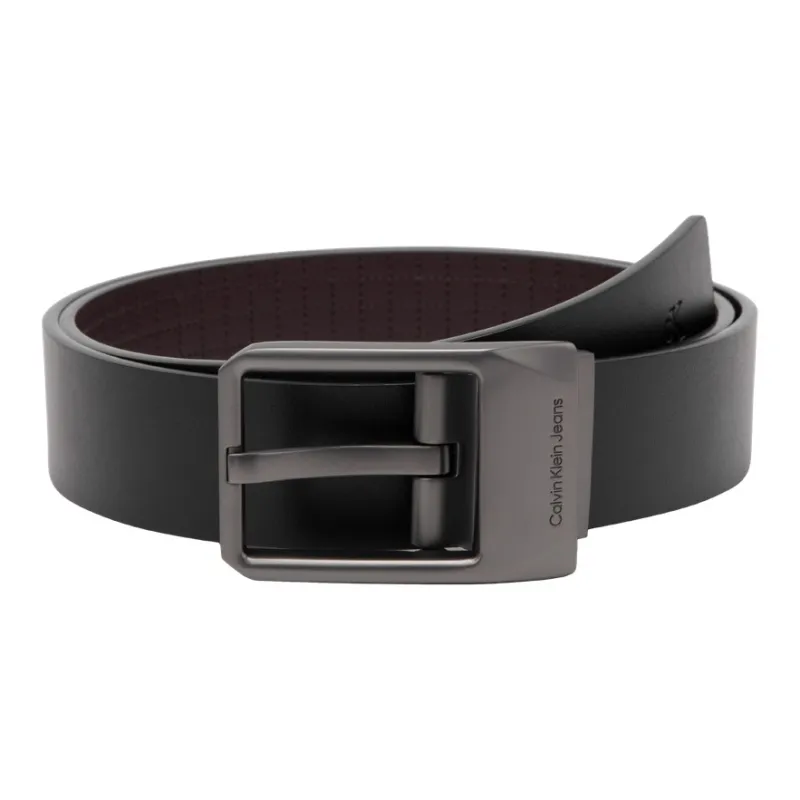 CALVIN KLEIN Cow Leather Belts Men's Space Black/Earth Brown 3.5CM-0