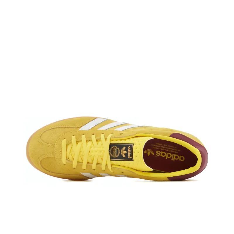 Adidas Gazelle Indoor Bright Yellow Collegiate Burgundy Women's-4