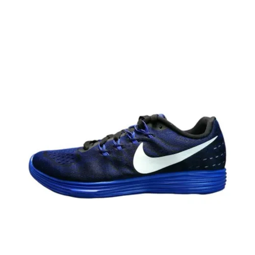 Nike LunarTempo Cushioning Wear Resistant Low Top Running Shoes Men's Blue Black