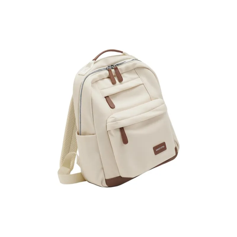 MAKEUP KITTEN Fabric Backpack Large Size Unisex Ecru-2