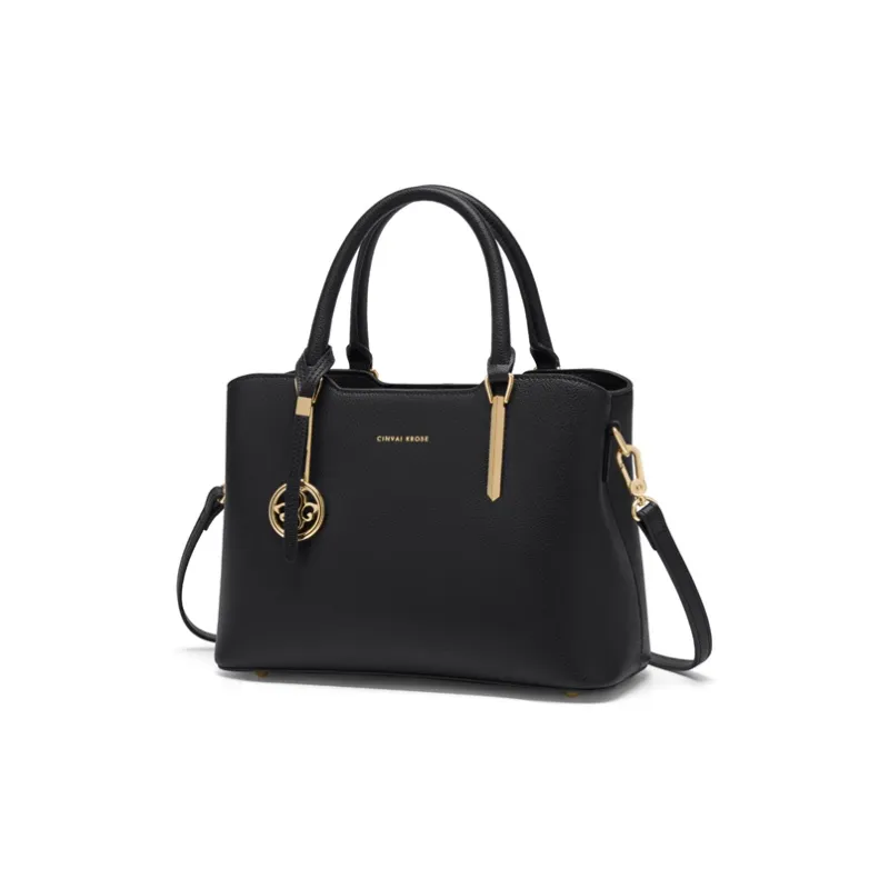Simvay Clos Cow Leather With Synthetic Leather Mom's Handbag Shoulder Bag Tote Medium Size Women's Black/Ecru-2