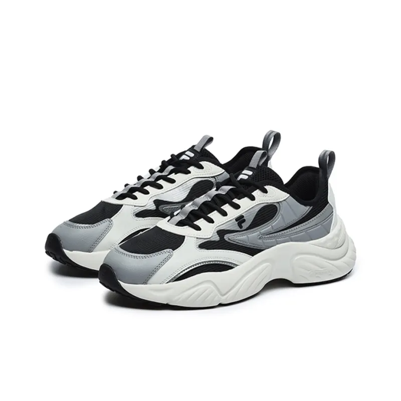 FILA FUSION Conch Cushioned Anti Slip Wear Resistant Breathable Lightweight Low Top Casual Shoes Men's Black Gray Color-2