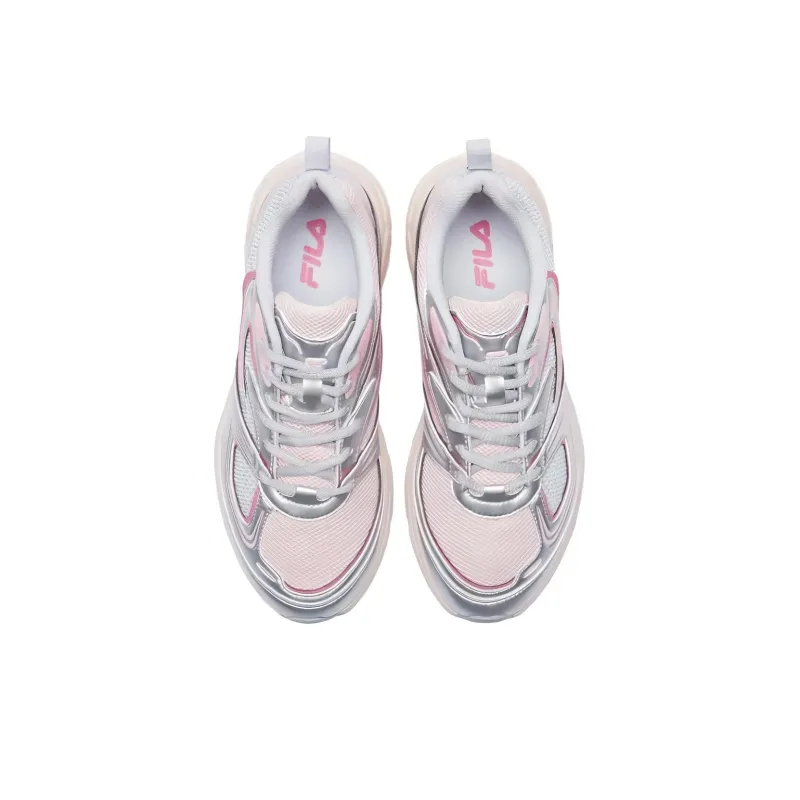 FILA Interrun Cushioning Wear Resistant Low Top Casual Running Shoes Unisex Silver Pink Korean Style-3