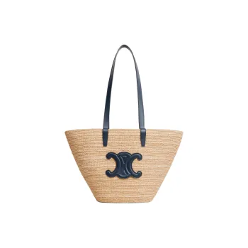 CELINE Raffia Handbag, Shoulder Bag Women's Marine Blue