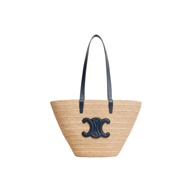 CELINE Raffia Handbag, Shoulder Bag Women's Marine Blue-0