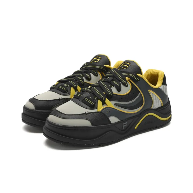 FILA FUSION 50 50 Cushioned Slip Resistant Low Top Skateboard Shoes Men's Black Gray Color-2