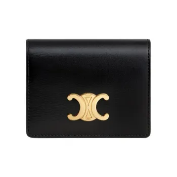 CELINE Shiny Cow Leather Card Holder Women's Black