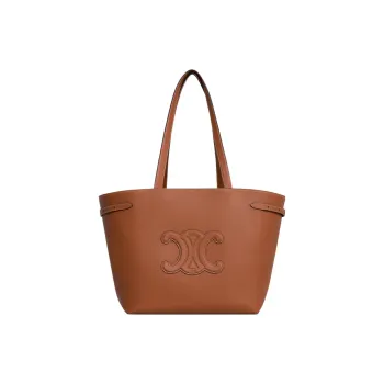 CELINE Cabas Grained Calfskin Tote Bag Shopping Bag Shoulder Bag Handbag Women's Tawny