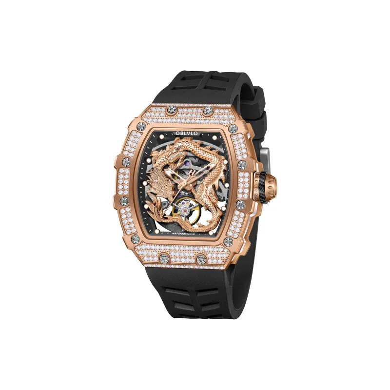 OBLVLO Automatic Mechanical Movement Watch Men's Watches Silver Dial-1