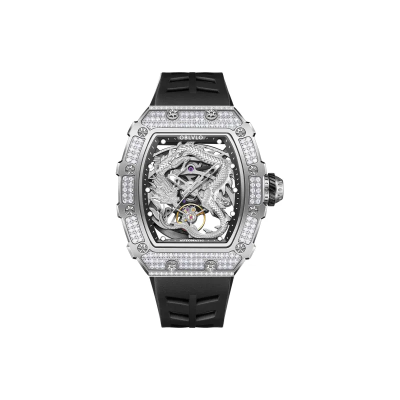 OBLVLO Automatic Mechanical Movement Watch Men's Watches Silver Dial-10
