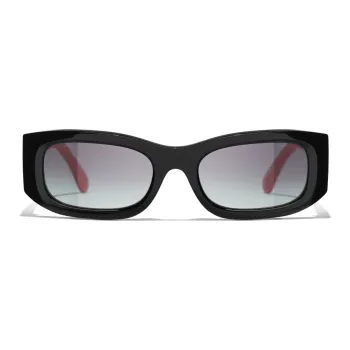 CHANEL Rectangular Sunglasses Unisex Red