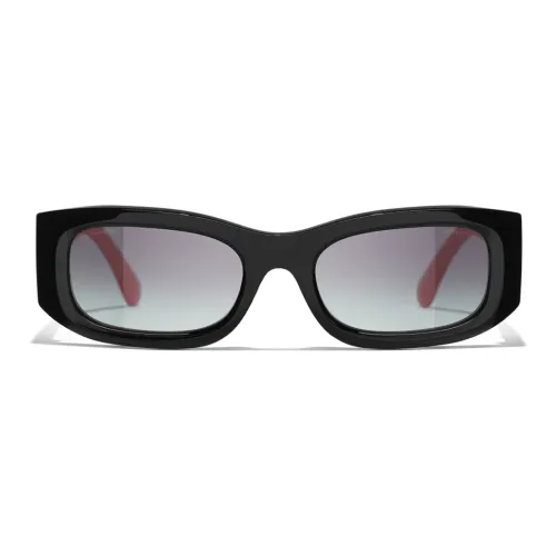 CHANEL Rectangular Sunglasses Unisex Red