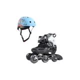 Roller Skates S6T (Black 28-32)+Helmet (Blue)
