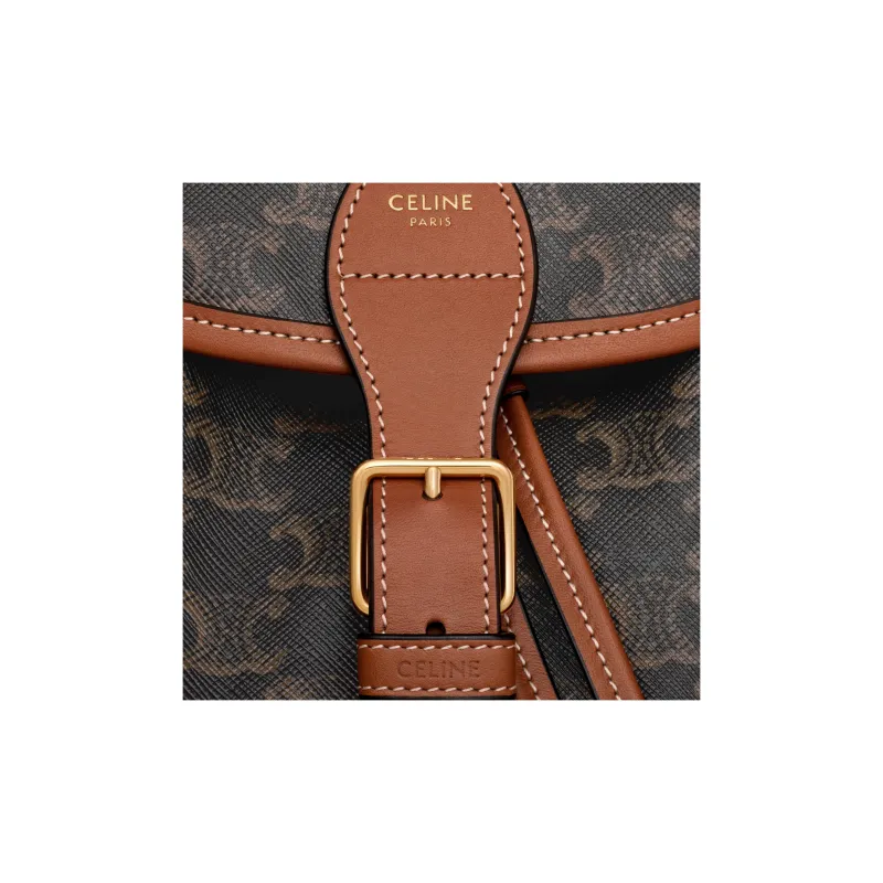 CELINE Cow Leather Backpack Medium Size Women's Tawny-3